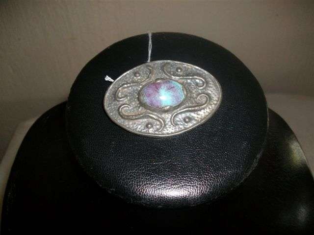 Vintage pewter and colourful stone..? brooch