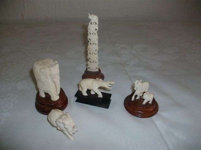 Asstorted collection of bone elephants