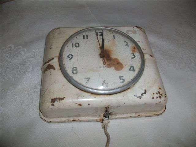 Vintage enamel wall clock in need of repair item not working