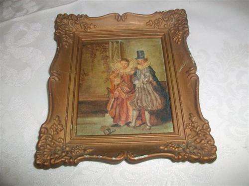 Lovely ornate medium size frame with oil looking vintage scene (lot 2)