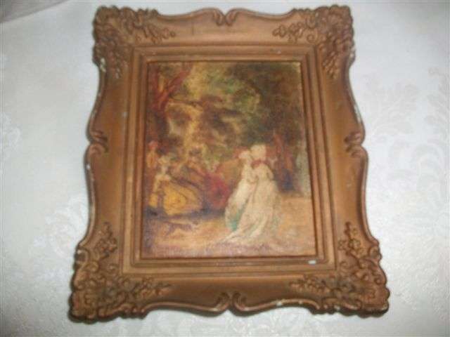 Orante med size frame with oil looking vintage scence (lot 4 last one)