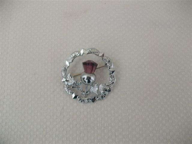 costume silver chrome plated scottish thistle brooch