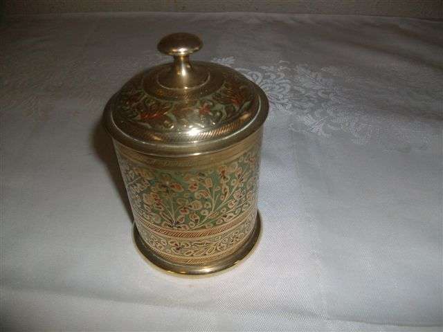 Lovely highly decorated brass trinket dish