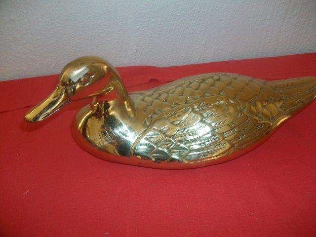 large and lovely solid brass duck