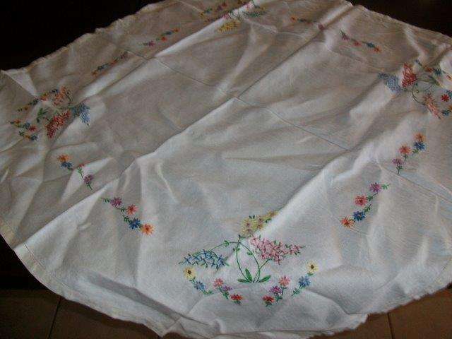 Pretty vintage embroidered table cloth