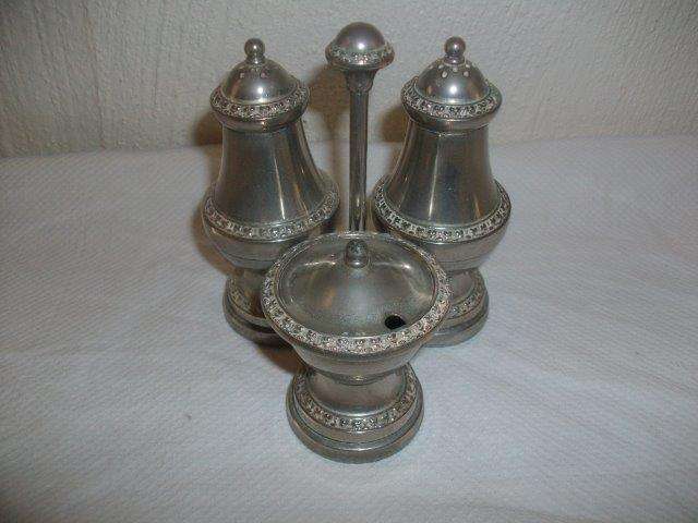 Vintage sliver plated cruet set on stand