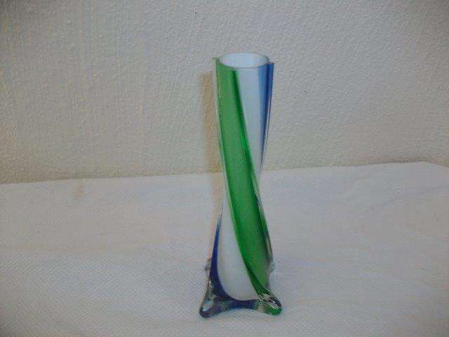 Colorful striped glass vase