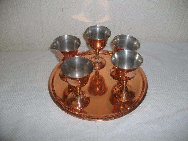 Nice small set of copper plated gobbets on tray