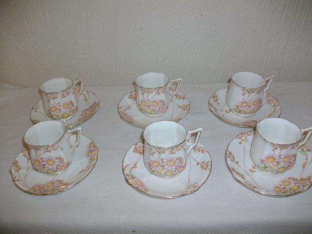 A set of six bell china vintage coffee cups and saucers