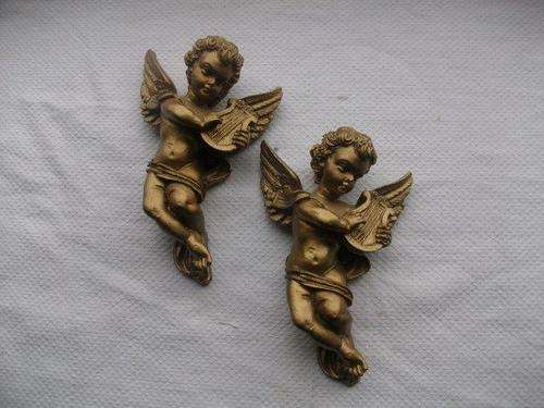 a pair of lovely gold painted cherubs for the collector