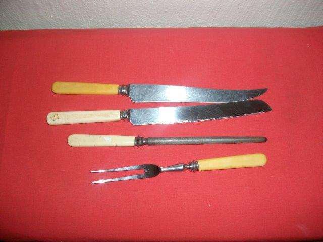 Assorted bone handle craving cutlery