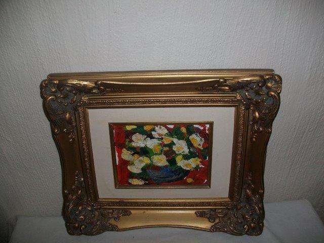 Gorgeous ornate vintage frame with oil painting