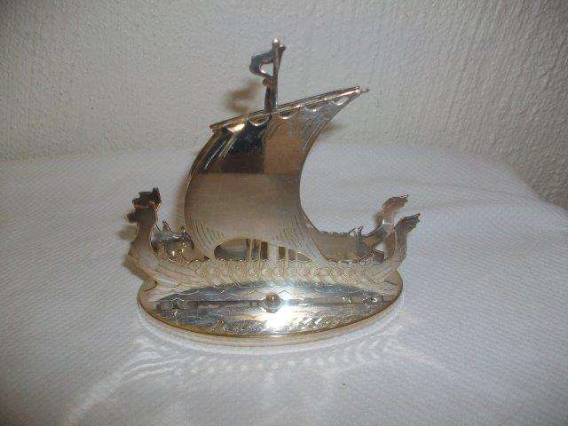 Vintage sliver plated inform of boat serviette holder