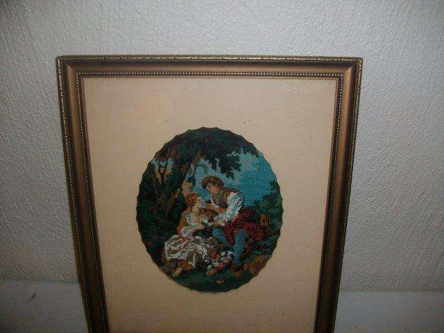 Framed romantic scene tapestry