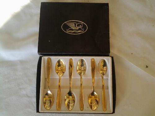 boxed plain gold plated tea spoons
