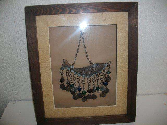 lovely framed east african metal art -(lot3)