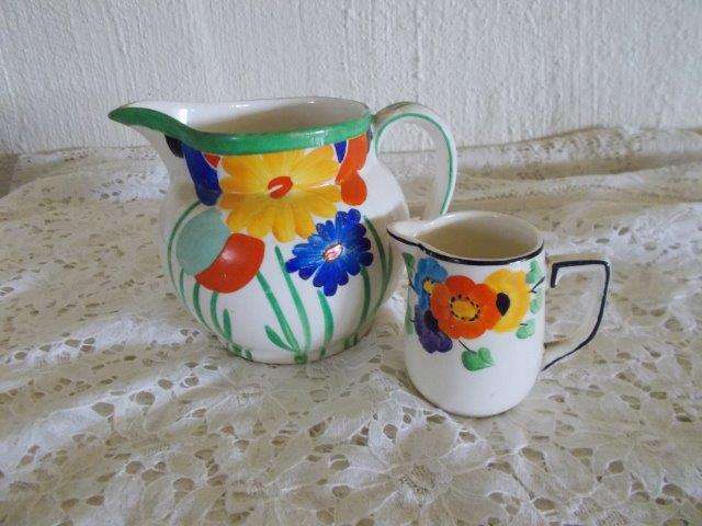 A pair of vintage jugs for cream and milk burleighwear
