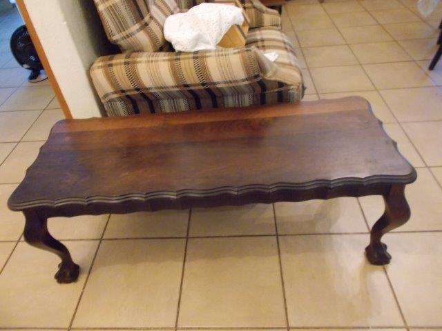 long vintage ball and claw coffee table