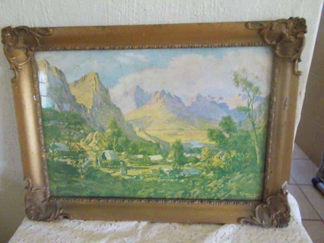 lovely vintage ornate framed tinus du long print lot 1