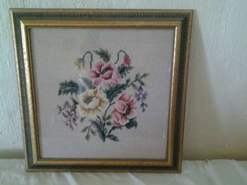 nice framed behind glass a tapestry  of flowers