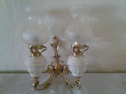 STUNNING BRASS LOOKING WALL SCONES WITH GLASS SHADES