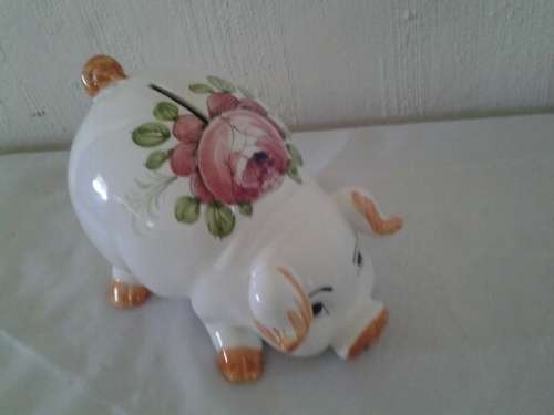 very sweet large handpainted ? procealin piggy bank