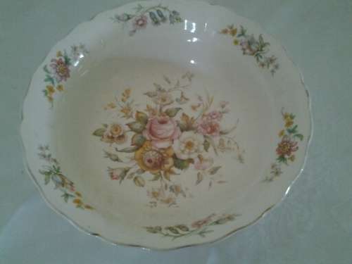 Stunning vintage porcelain decorated with flowers bowl for salad