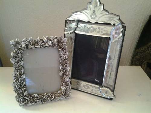 two nice modern frames one mirrored frame and one flower frame