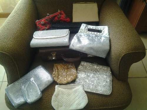 Collection of vintage bags and purses and old school case