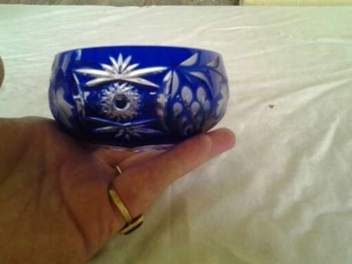 vintage blue glass small bowl for sweets or sugar