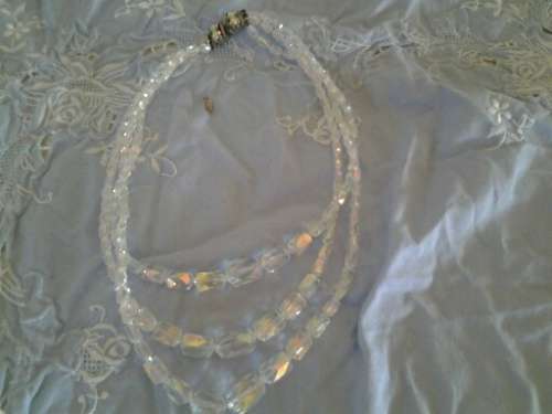 vintage three strand crystal necklace