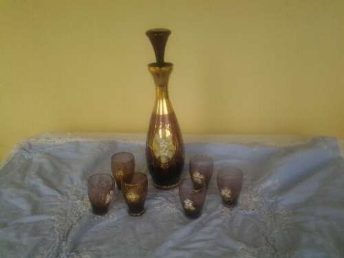 nice purple venetian  glass decanter set