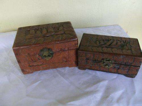 two wooden oriental collectable boxes