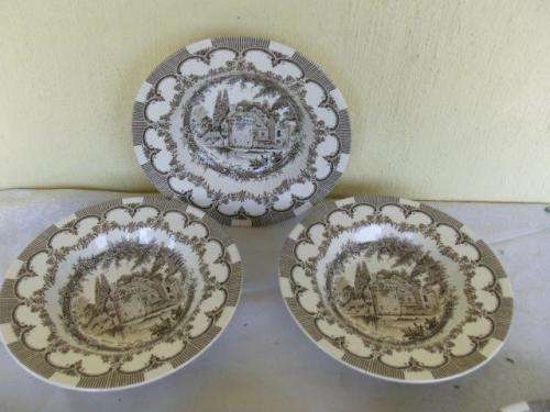 A Set of six staffordshire english ironstone soup bowls