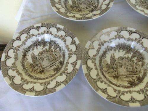 A Set of six staffordshire english ironstone soup bowls