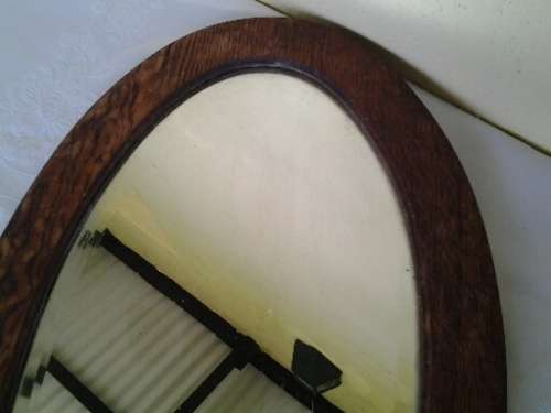 Vintage art deco style wooden bevlled glass wall mirror