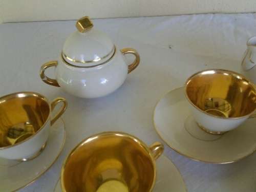 Vintage white and gold part coffee set