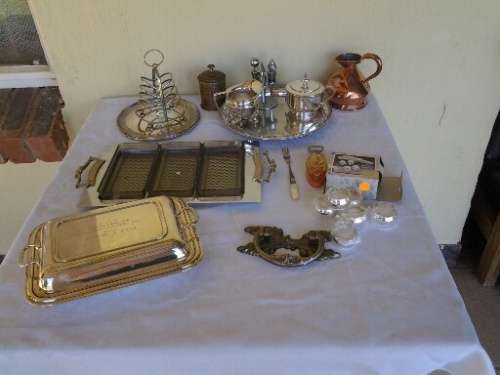 A selection of some sliver plated and copper and other items in one big job lot please view pictures