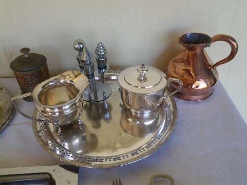 A selection of some sliver plated and copper and other items in one big job lot please view pictures
