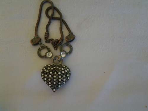 chunky costume necklace with heart pendant