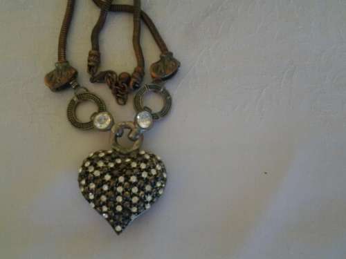 chunky costume necklace with heart pendant