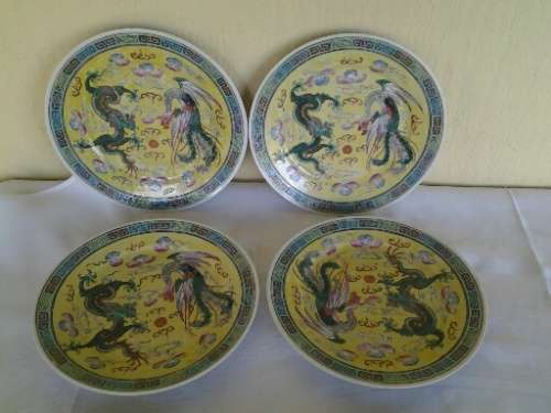 set of six oriental porcelain vintage side plates