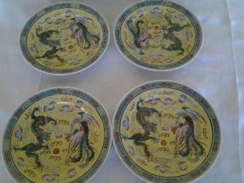 set of six oriental porcelain vintage side plates