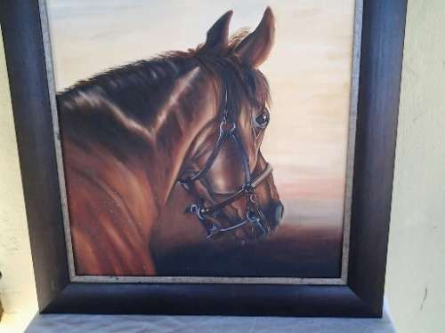stunning large framed horse painting on canvas