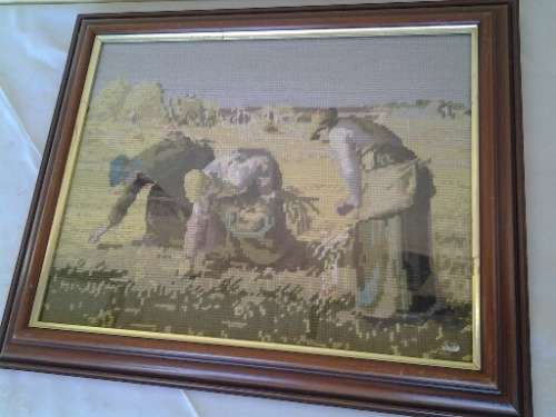 nice framed behind glass filed works tapestry