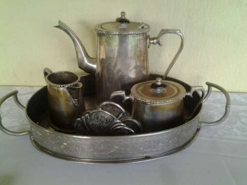 collectable silver plated tea set with tray