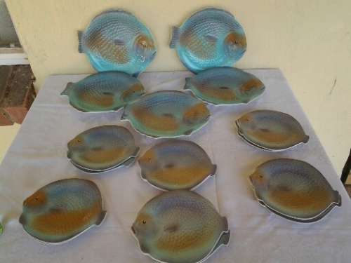 stunning fish porcelain set of serving dishes and side plates