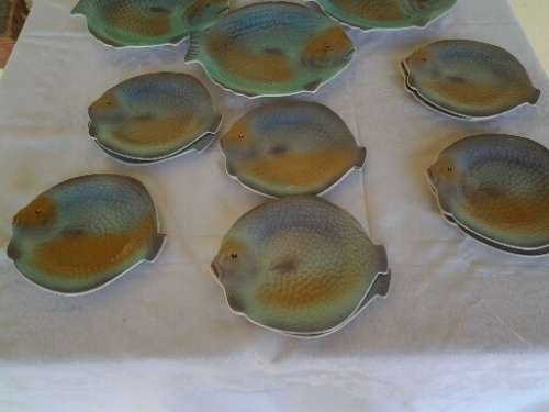stunning fish porcelain set of serving dishes and side plates