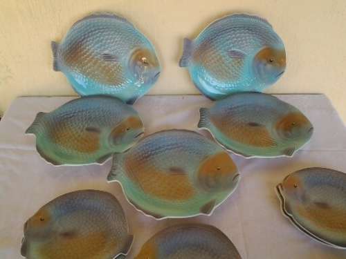 stunning fish porcelain set of serving dishes and side plates