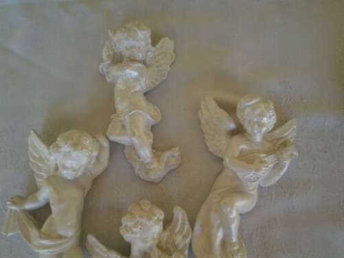 a lot of modern plaster of paris angle cherub ornaments